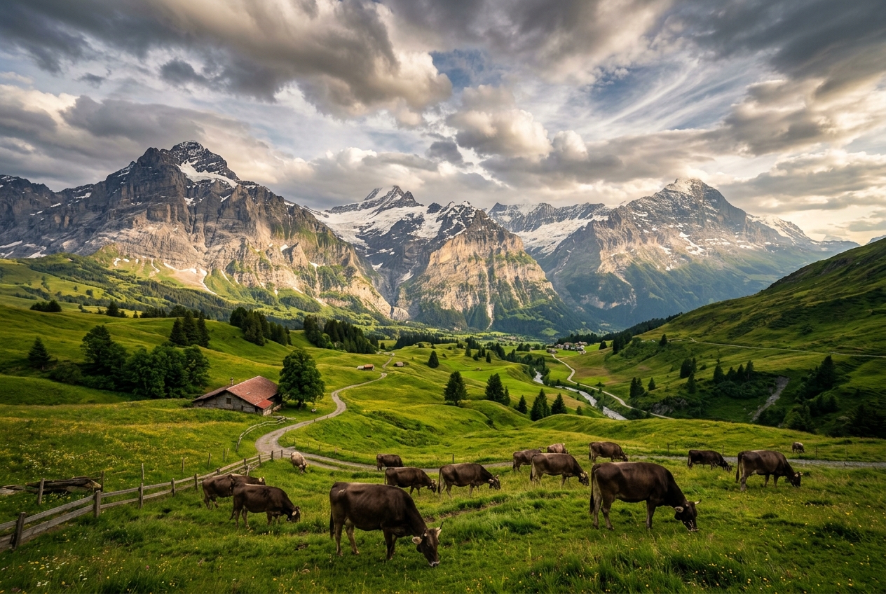 Majestic mountains and valley